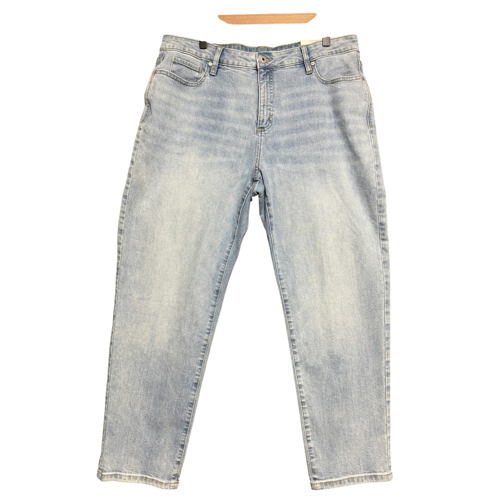 Style & Co Girlfriend Jeans Women 16 Light Wash Mid Rise Slimming Stretch Casual